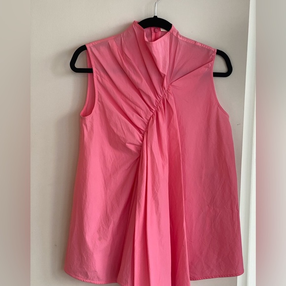 Celine high neck, sleeveless cotton candy pink top - Picture 4 of 5